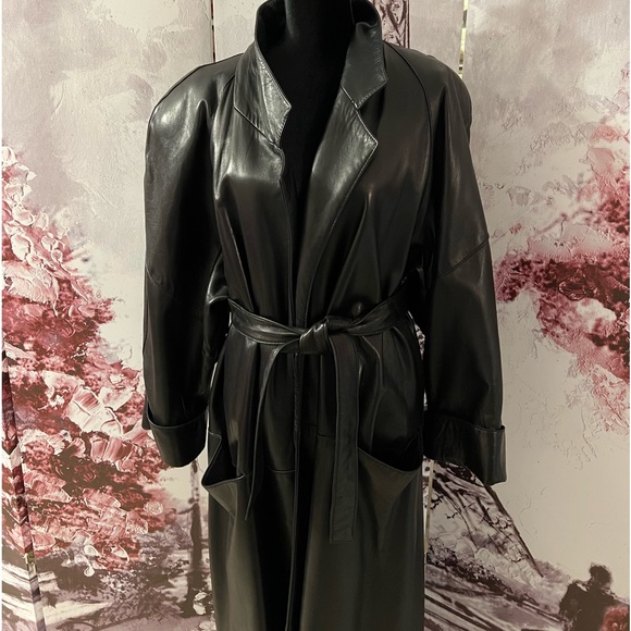 VINTAGE/CLASSIC  ANN TAYLOR GENUINE LEATHER FULL LENGTH COAT - Picture 13 of 16